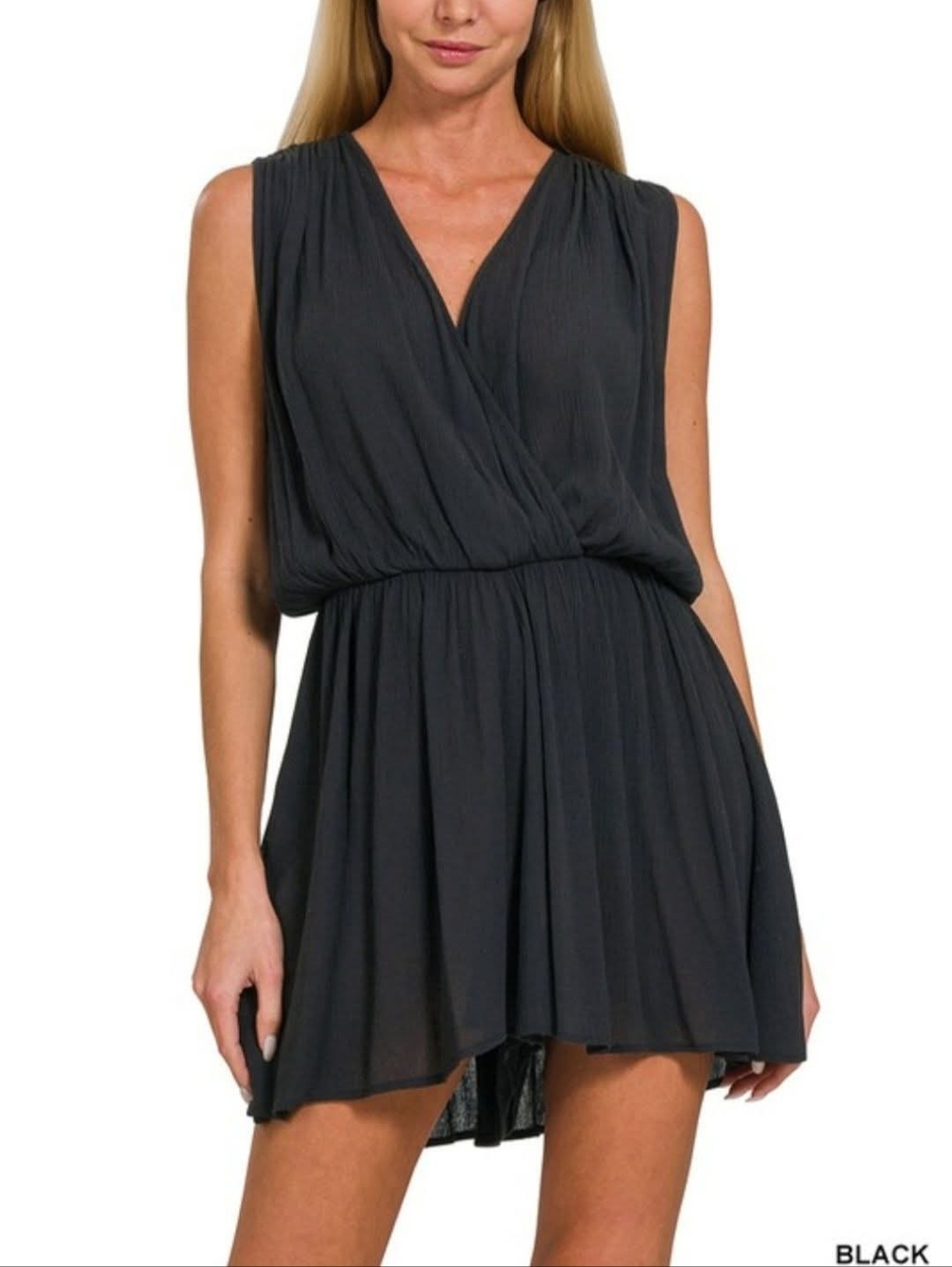 New Zenana Black Woven Romper